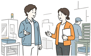 現場で歩く社員のイラスト