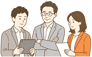 専門家と連携する社員のイラスト